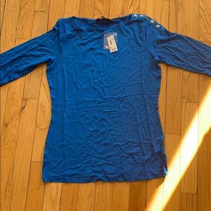 Button-Detail Boatneck Top